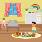 Happy Boy Standing in Baby Room Vector
