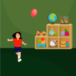 Happy Girl Playing With Balloons