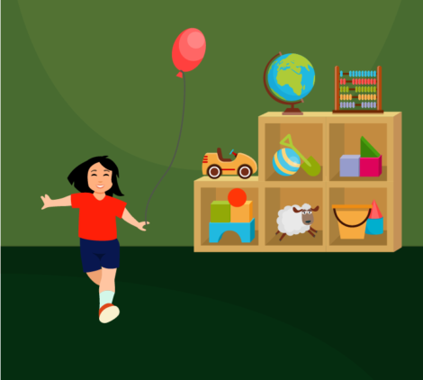 Happy Girl Playing With Balloons