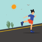 Little Girl Roller Skating Vector