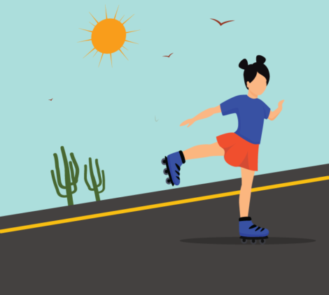 Little Girl Roller Skating Vector