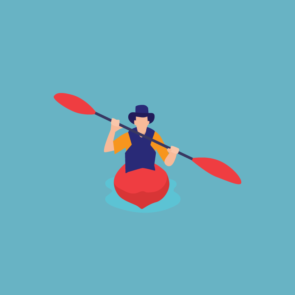 Man In Solo Canoe Vector