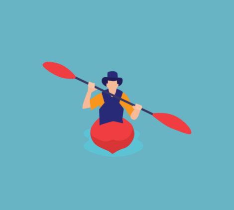 Man In Solo Canoe Vector