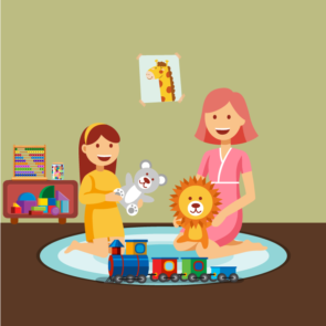 Mom And Daughter Playing Vector