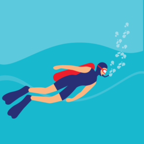 Scuba Diver Under Water Vector