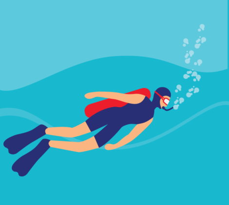 Scuba Diver Under Water Vector