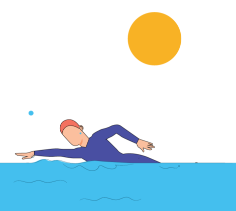 Swimming In Sea Vector