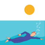 Swimming Under Sea Vector