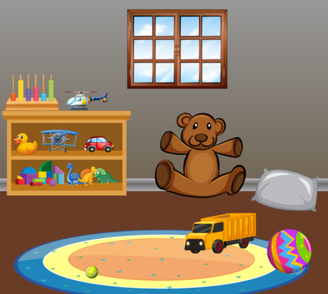 Toys In Baby Nursery Vector