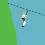 Zipline Rider Vector Illustation