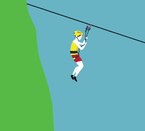 Zipline Rider Vector Illustation
