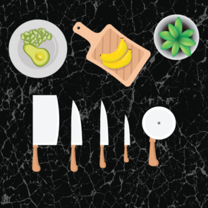 knives and cutting board