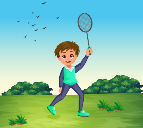 Badminton boy player, shuttlecock athlete, young racquet sports enthusiast, junior badminton player-01