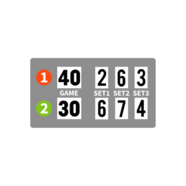 Badminton scoreboard, match scoring, shuttlecock tally, racquet sports points, game results-01
